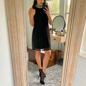 Black Dress with Pearl Accents